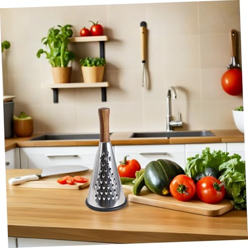 Rallador de Queso y Verduras Cónico Abaodam de Acero con Mango de Madera miniatura 4