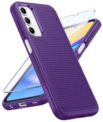 Image of FNTCASE for Galaxy A15-5G Phone Case - Samsung A15 5G Military Grade Drop Protection, 14ft Drop Tested, Screen Protector Included, Anti-Slip Matte Textured, TPU+PC Dual Layer Shockproof Cover (Purple)