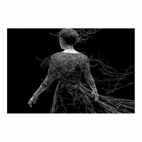 Affiche silhouette feminine art au trait minimaliste HOQIU tableau noir et blanc 40x60cm