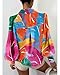 BTFBM Summer Blouses for Women Dressy Casual 2026 Long Sleeve Button Down Shirt V Neck Boho Spring Tops Fashion Clothing(Multicolored, Large)