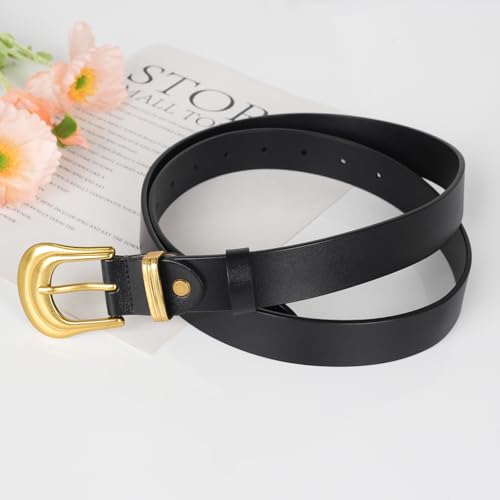 Image of Aurolran Women's Leather Belt with Buckle - Ideal for Dresses, Jeans, and Coats