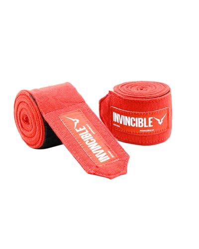 Image of Invincible Mexican Style Nylon Semi-Stretch Hand Wraps Red 4.5 Meter