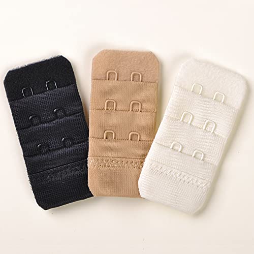2 Hook Bra Extenders:easily attaches to bras to increase band size during weight gain, pregnancy & maternity,3 pack(white,beige and black) × 22