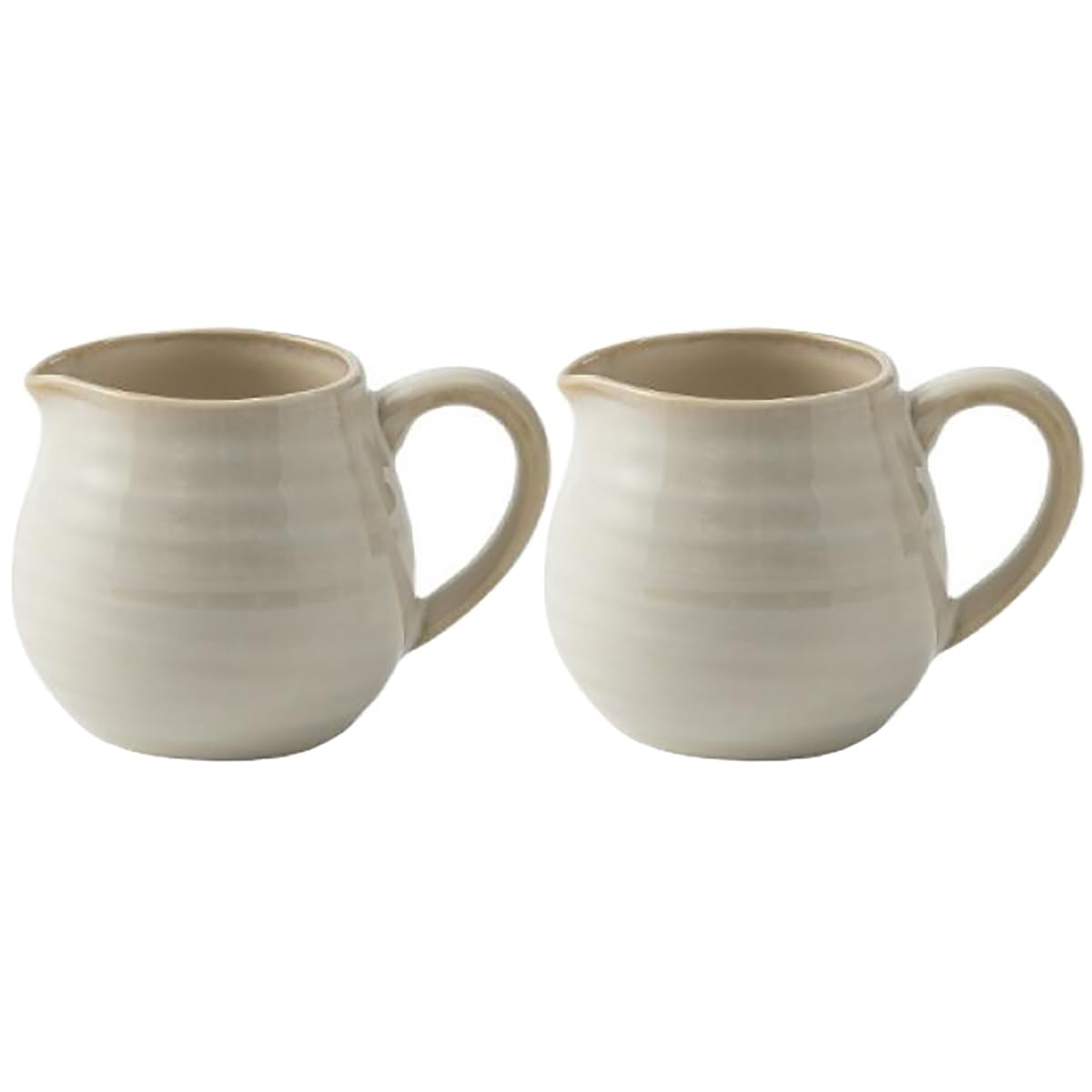 Sizikato 2 Pcs Beige Porcelain Sauce Pitcher with Handle, 5 Oz Retro Style Creamer Pitcher Sauce Pitcher