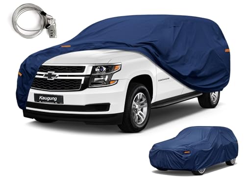 Image of Kaugung Custom Fit SUV Car Cover for Chevrolet Suburban (1973-2026), Heavy Duty Waterproof All Weather Outdoor Protection, Breathable Full Exterior Cover with Vent, Rain Sun Snow UV Proof