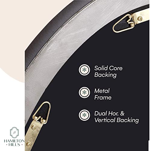 Hamilton Hills 24" X 36" Large Silver Oval Mirror Brushed Metal Framed | Contemporary Classic Deep Set Design | Wall Mount Half Circle Mirror For Home Decor | Vanity Mirror For Bathroom And Bedroom #TOP4