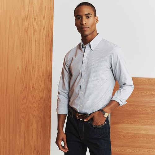 Lands' End Men s Solid No Iron Supima Pinpoint Buttondown Collar Ultimate Gray Check Regular 17 334