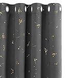 Deconovo Blackout Eyelet Curtains, Home Decorative Gold Constellation Printed Thermal Insulated Curtains for Boys Bedroom, 46 x 72 Inch(Width x Length), Light Grey, 2 panels