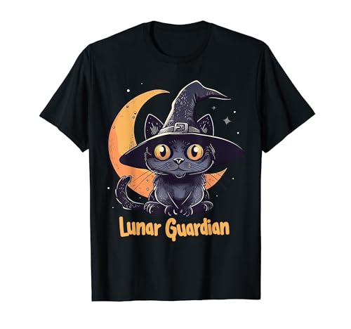 Lunar Guardian Cute Witch Cat Païen Wiccan Goth T-Shirt