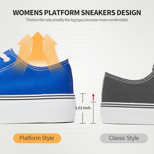 Image of hash bubbie Womens Platform Canvas Sneakers Tennis Shoes | low top non Slip on walking breathable casual comfortable fashion lace up