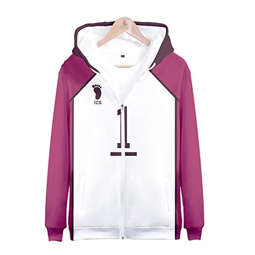 QYIFIRST Unisex anime 3D-tryck huvtröja med dragkedja Shiratorizawa Academy Ushijima Wakatoshi NO.1 tröja hoodie barn pojkar lila/vit 150 (bröst 92 cm)
