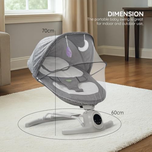 Image of Baybee Wobbles Electric Baby Cradle and Swing | Baby Relaxing Swing Jhula with Adjustable Speed & Timer | Rocker for Babies with Music, Canopy & Mosquito Net, Automatic Cradle for New Born Baby (Grey)