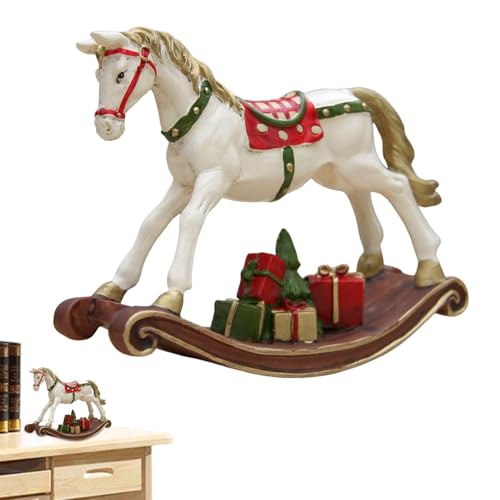 Rocker Horse Christmas Ornament - Juldekorationer av hästar, gunghäst trä prydnad | Färgmålad harts gunghäst statyett, hängande träd ornament
