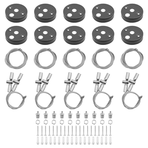 Set of 5 ZONADAH 1-to-2 Suspension Wire Kit for LED Pendant Lights and Panel Light Fixtures with Steel Wire Ropes