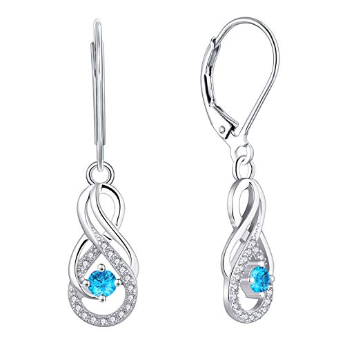 Boucle d'oreille femme argent 925 infini pendante zirconium cubique pierre de naissance