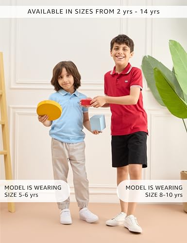 Image of Amazon Brand - Symbol Boys Cotton Rich Solid Polo Tshirt | Collar Tshirts | Half Sleeves | Plain-Regular Fit