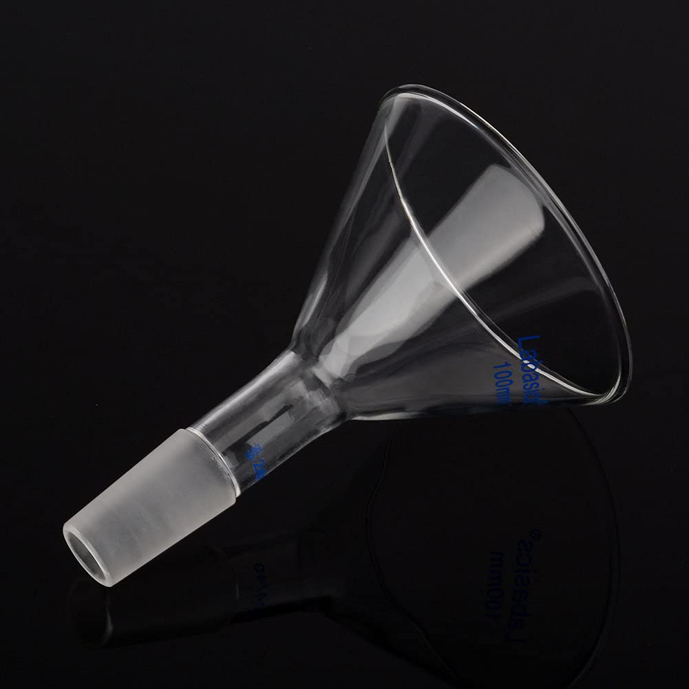 Labasics Imbuto da Laboratorio, Triangolo Imbuto, Imbuto per Polvere a Stelo Corto in Vetro con Diametro Esterno Superiore di 100mm e Interno Giunto 24/40