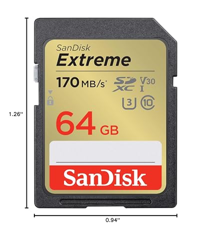 SanDisk 64GB Extreme SDXC UHS-I Memory Card - C10, U3, V30, 4K, UHD, SD Card - SDSDXV2-064G-GNCIN