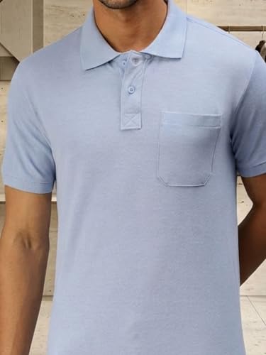 Image of Lux Cozi Men's Polo T-Shirt Regular Fit Half Sleeves with Pocket | Cotton Blend Polo Neck Collar T-Shirt for Men | Casual, Office Comfortable Breathable T-Shirt | Stylish Plain Tee