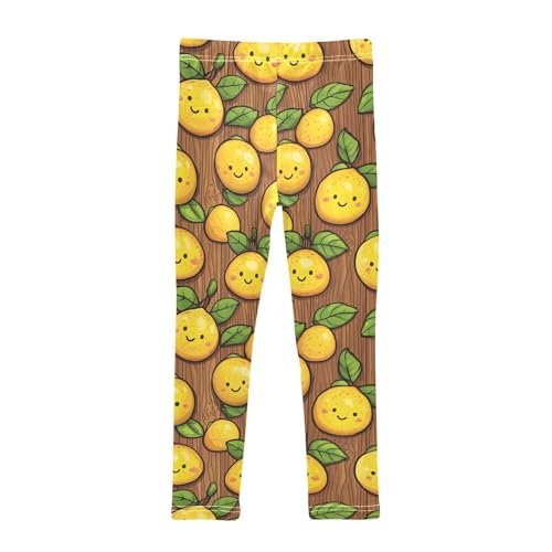 KLL Wood Lemons Little Girls Cotton Pants Stretchy Full Length Pants Running2