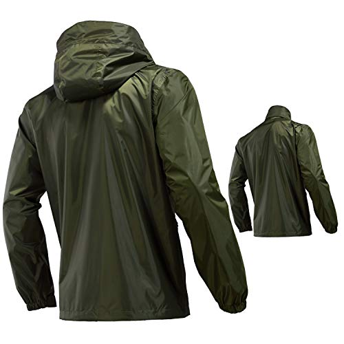 Rodeel Capa de chuva impermeável para homens (casaco de chuva e calça de chuva), Verde, Medium