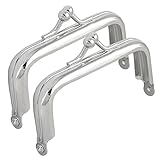 Allegra K 2 Pcs 7.5cm Silver Tone Metal Rectangle Kiss Lock Frame for Hand Bag Purse