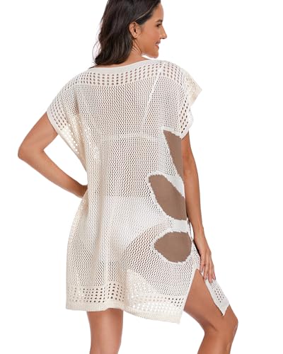Image of Adisputent Womens Swimsuits Cover Ups Crochet Chiffon Beach Cover Bathing Suit Bikini Wear Coverups Dress