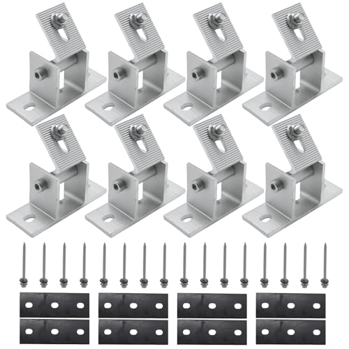 Saihisday 8Pcs Adjustable Brace Fitting Solar Panel Tilt Mounting Bracket Base Solar Panel Unistrut...