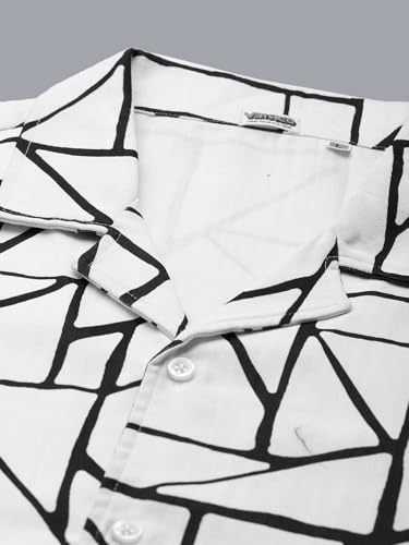 Image of Veirdo Poly Cotton Oversized Loose Baggy Fit Drop Shoulder Cool and Stylish Abstract Print Men Camp Collar Shirt