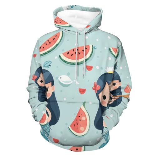 Sweatshirt sirène pastèque hoodie manches longues pour pullover mixte S