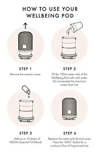 Neom – Wellbeing Pod | Premium Ultrasonic Essential Oil Diffuser | Ceramic Cover, Led Light & Timer | Aromatherapy Diffuser | Home Fragrance #TOP2