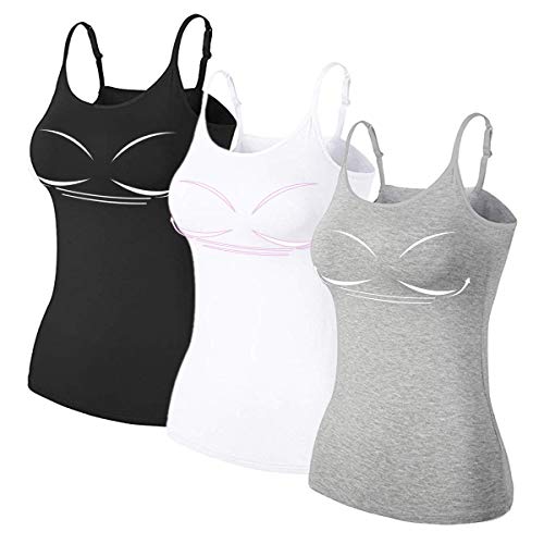 TAIPOVE Women's Cami Tank Tops with Shelf Bra Adjustable Spagehtti Strap Basic Camisole Yoga Tank 1/3 Pack
