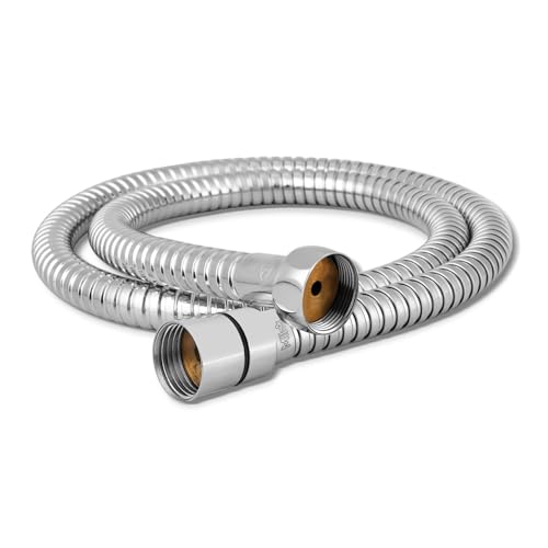 Image of Mila Hose SS304 PVC Braided 1M with Brass Nut | Chrome Finish Bathroom & Kitchen Accessory | Flexible, Leak-Proof & Corrosion Resistant Pipe | 3-Year Warranty