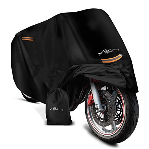 AS-Design Lona universal para motocicleta con agujeros de bloqueo – Accesorios para moto [245 x 105 x 125 cm] – Cubierta para moto...
