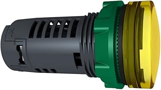 XB5EVB8 - LED Panel Mount Indicator, Round, Yellow, 24 VDC, 22 mm, IP66, IK05, NEMA 4X, NEMA 13