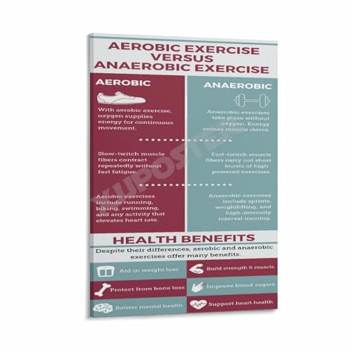 Anaerobic Vs Aerobic Exercise Comparison Poster Gym Education Wall Art