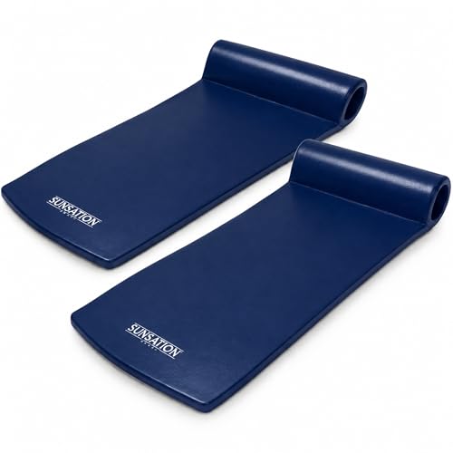 TRC Recreation 2-Pack Sunsation 1.75' Thick Foam Pool Float Lounger, Navy Blue w/ Headrest for Lounging & Sunbathing in Swimming Pools, Beaches & Lakes, 70' x 26'