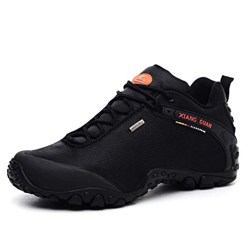 XIANG GUAN Herren Outdoor Footwear Wasserdicht Atmungsaktiv Leicht Schuhe Trekking Reisen Running Sneaker (43 EU, Schwarz)