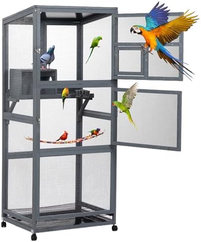 Image showcasing Gutinneen Aviary Cage Outdoor Bird Aviary Wooden Large Bird Cage On ...