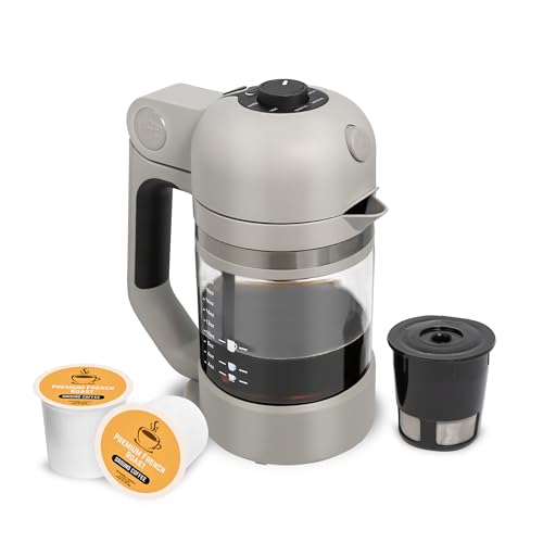 Image of VINCI Micro Cafe Smallest Single-Serve Glass Coffee Brewer | Compatible with K-Cups, Pods & Ground Coffee | Enclosed & Circle Flow Brewing for Hotter, Richer Flavor | Brews 4oz to 20oz (Gray)