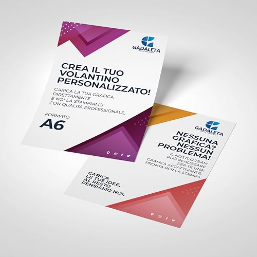 Gadaleta Digital Industries - Folletos publicitarios personalizados A6 – Impresión a doble cara – Papel recubierto de 115 g – Ordena de 50 a 5000 copias – Ideal para eventos, promociones, marketing