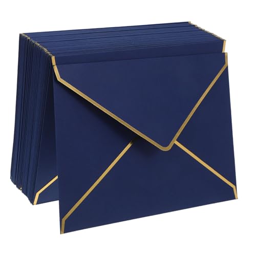 Enveloppes invitations mariage rabat V papier épais renforcé avec bordure dorée