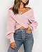 BTFBM Off The Shoulder Sweater for Women Winter Fall Fashion 2026 V Neck Long Sleeve Ribbed Knit Wrap Cropped Sweaters(Pink, Medium)