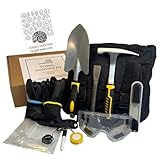 Outward 14 Piece Geology Fossil Hunting Kit in Carry Bag, for Rock Hounding and Picking, Suitable for Professionals or Beginner, Kids or Adults - Hammer, Chisel and More