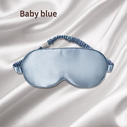 Sleep Mask,Silk Eye Mask for Sleeping Women/Men/Girls,19 Momme Both Sides 100% Pure Mulberry Silk Blackout Anti-Allergy Blindfold with Elastic Strap for Night,Travel,Nap,Meditation (Baby Blue) - Image 3