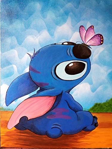 NAIMOER Stitch Diamond Painting Kits, Diamond Painting Full Drill Diamond Art Kits for Adults Kids Stitch 5D Diamond Painting Rhinestone Art Craft for Home Wall Decoration 12x16inch