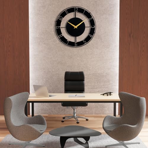 Image of Metallic Analog Wall Clock for Home, Office, Living Room, Bedroom, Kids Room and Kitchen (40 X 40 Cm) | Big Size Stylish Home Decor | (Battery Included)