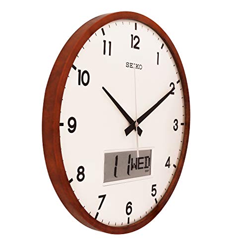 Image of Seiko Abstract Mixed Material Wall Clock (Brown, 33 cm x 33 cm x 6 cm, QXL008BN)