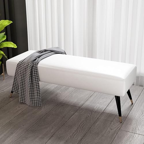 Repose-pieds rectangulaire blanc 100cm pour aménager un salon contemporain