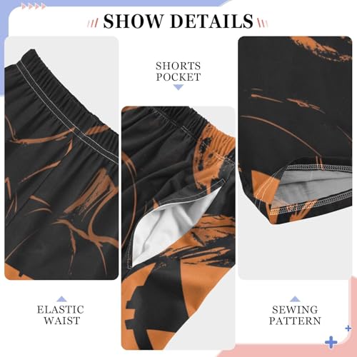 Pumpkins Boys Long Pants Soft Trousers Elastic Waist Kids Lounge Bottoms with Pockets S-XL4